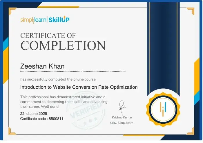 introduction to website CRO certificate
