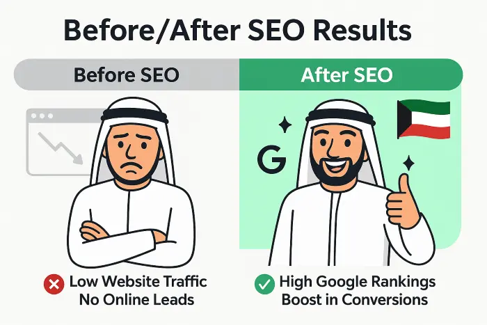 Kuwaiti comparison of before vs after SEO results Kuwaiti comparison of before vs after SEO results